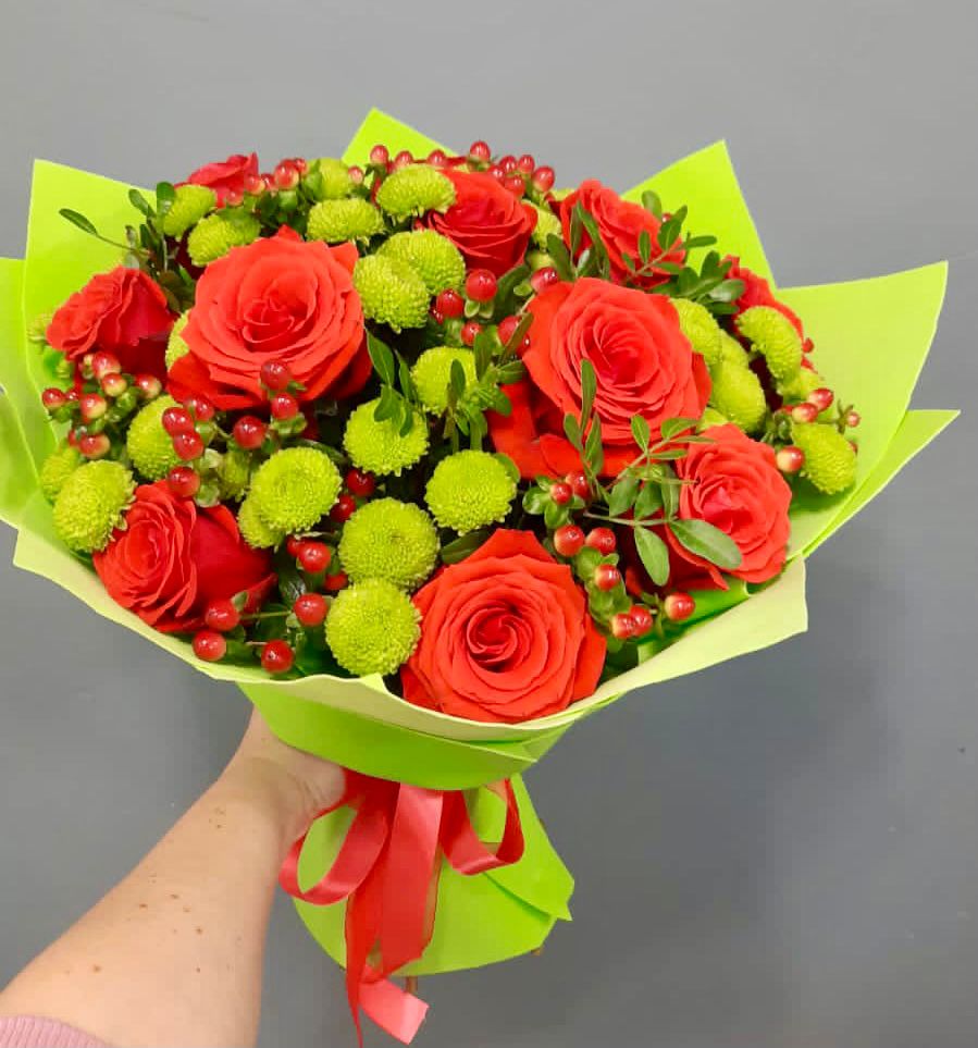 Букет цветов из: Хризантемы и Розы в Ордынском