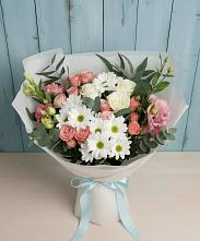 Букет цветов из:  Розы, Лизиантусы и Хризантемы в Ордынском