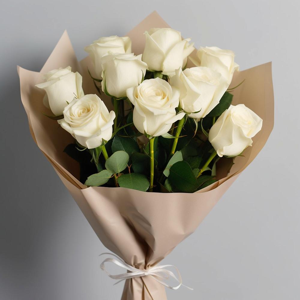 Букет 9 Белых роз Эдлесс Лав в Ордынском