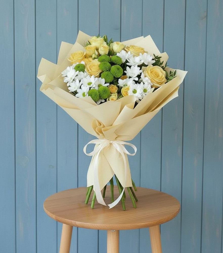 Букет цветов из: Хризантемы и Розы в Ордынском