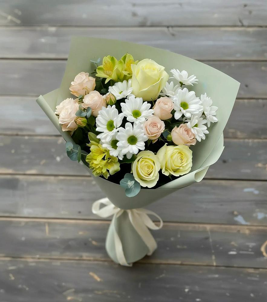 Букет цветов из: Альстромерии, Розы и Хризантемы в Ордынском