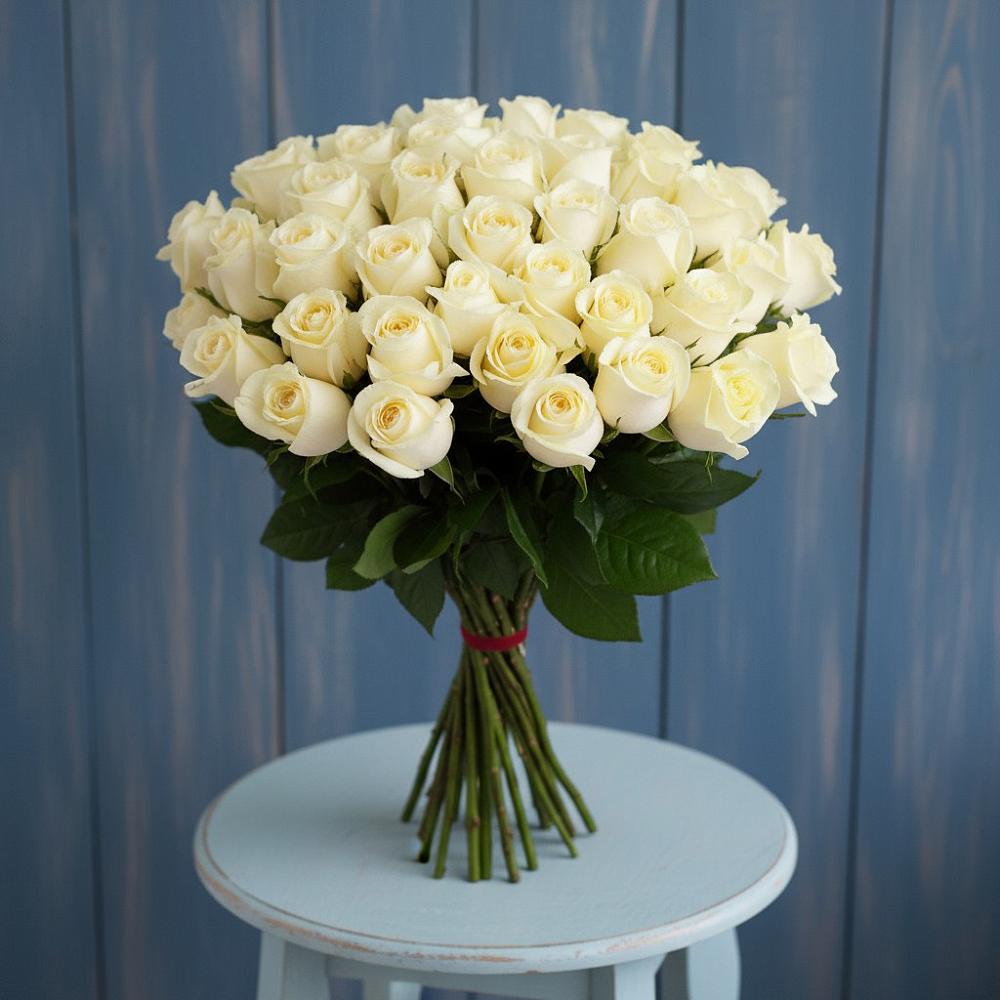 Букет 51 Белая роза Эдлесс Лав в Ордынском