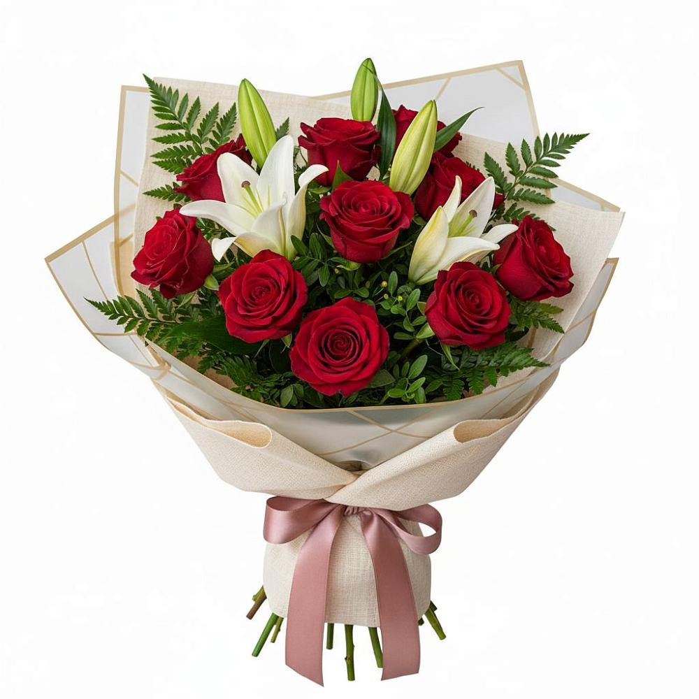 Букет цветов из: Лилии и Розы в Ордынском