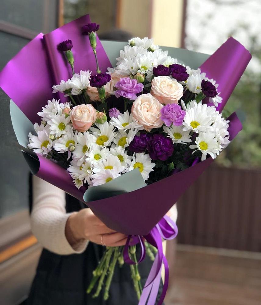 Букет цветов из: Хризантемы, Гвоздики и Розы в Ордынском