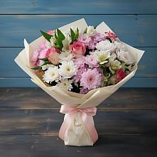 Букет цветов из:  Хризантемы, Альстромерии и Розы в Ордынском