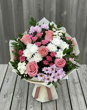 Букет цветов из:  Альстромерии, Гвоздики, Розы и Хризантемы в Ордынском