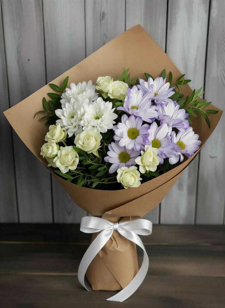 Букет цветов из: Хризантемы и Розы в Ордынском