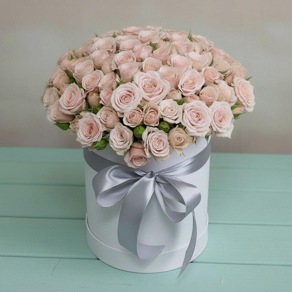 Цветочная композиция из Розы в шляпной коробке в Ордынском